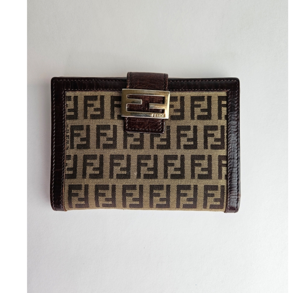 Authentic Fendi Zucchino Bifold Wallet #4111M